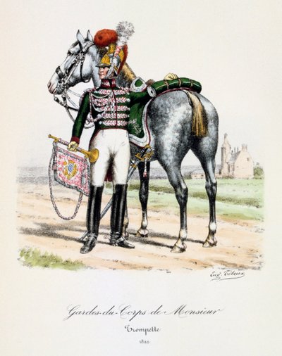 Monsieur, trombitás testőrei, 1820 alkotó: Eugene Titeux