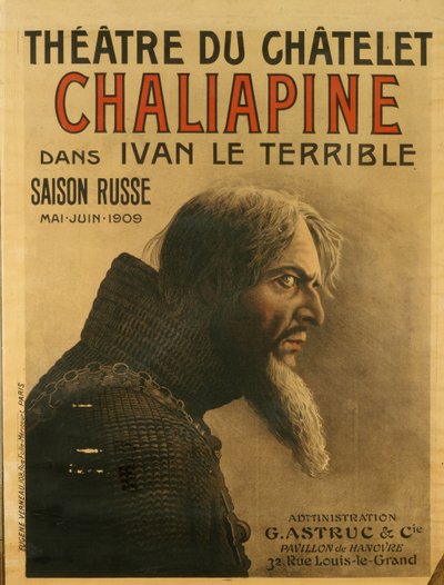 Az orosz szezon plakátja a Théâtre du Châteletben, 1909 alkotó: Eugene Verneau