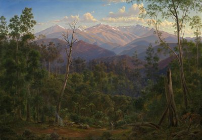 Mount Kosciusko, a viktoriánus határról nézve (Mount Hope Ranges) alkotó: Eugene von Guérard