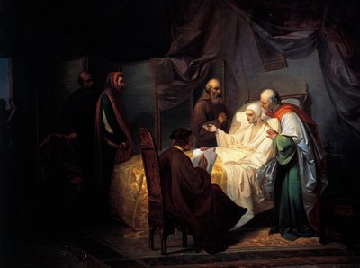 Dante Alighieri (1265-1321) a halálos ágyán alkotó: Eugenio Moretti Larese