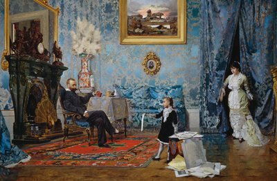 A Fabricci család, 1880 körül, Eugenio Scomparini (1845-1913), olaj, vászon, 68x187 cm, Olaszország alkotó: Eugenio Scomparini