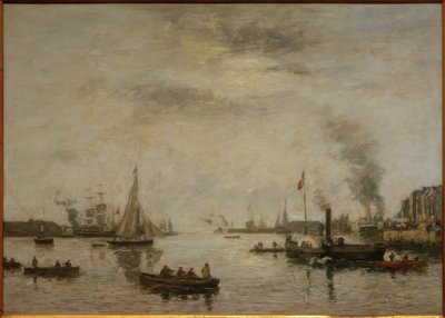 Le Havre, kilátás a kikötőre alkotó: Eugene Louis Boudin