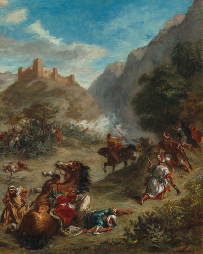 Arabok csatározása a hegyekben, 1863. alkotó: Eugène Delacroix