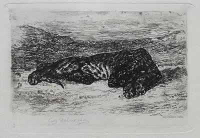 Guggoló tigris a sivatagban alkotó: Eugène Delacroix