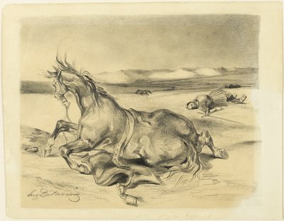 Elesett ló és halott lovag alkotó: Eugène Delacroix