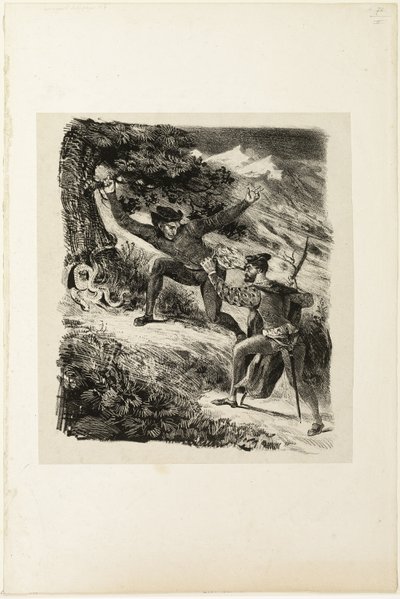 Faust és Mefisztó a Harz-hegységben alkotó: Eugène Delacroix