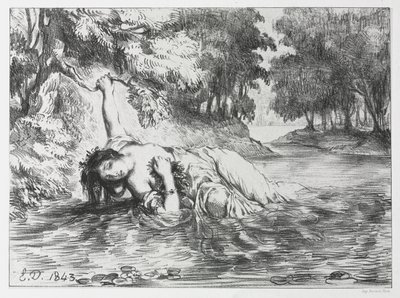 Hamlet: Ophelia halála, 1843. alkotó: Eugène Delacroix