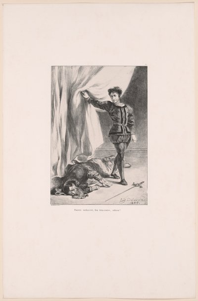 Hamlet és Polonius holtteste, 11. tábla a Hamletből alkotó: Eugène Delacroix
