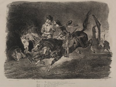 Illusztrációk Fausthoz: Faust és Méphistophélés lovaglás szombaton alkotó: Eugène Delacroix