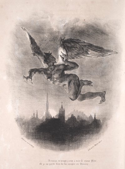 Illusztrációk Fausthoz: Mefisztó a levegőben alkotó: Eugène Delacroix