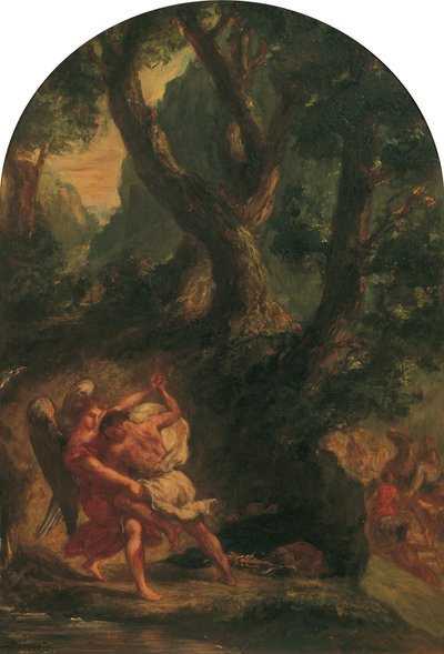 Jakab birkózás az angyallal, 1850-1855. alkotó: Eugène Delacroix