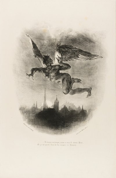 Mephistopheles Flying, a Faustból alkotó: Eugène Delacroix
