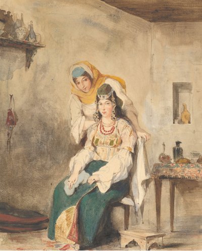 Saada, Abraham Ben-Chimol felesége és Préciada, egyik lányuk, 1832. alkotó: Eugène Delacroix