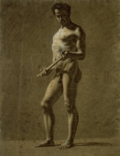 Álló akadémiai férfi akt (recto); A felkar vázlata (fordítva) alkotó: Eugène Delacroix
