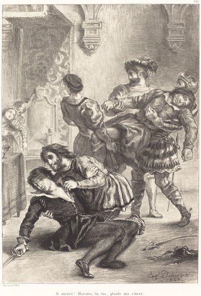Hamlet halála V. felvonás, II. jelenet, 1843. alkotó: Eugène Delacroix