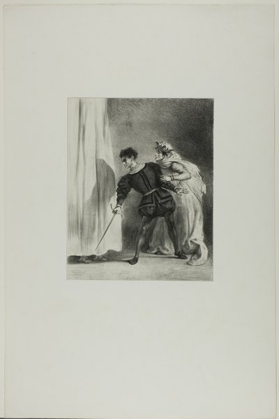 Polonius meggyilkolása alkotó: Eugène Delacroix