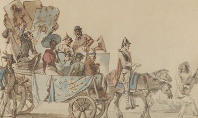 Színjátszó társulat az úton, 1818. alkotó: Eugène Delacroix