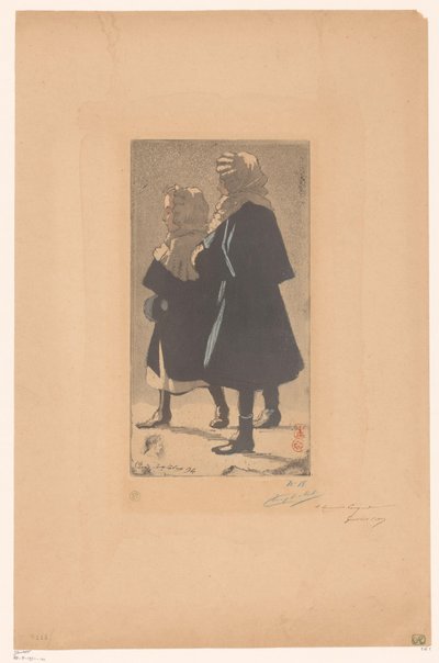 Két lány téli ruhában alkotó: Eugène Delâtre (signed by artist)