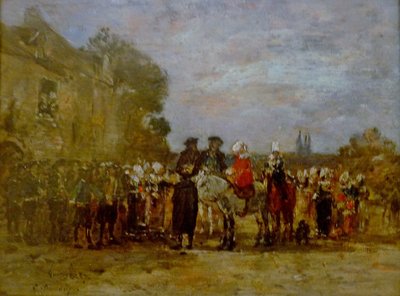 Franciául:  Esküvő Quimperben alkotó: Eugene Louis Boudin