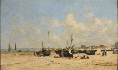 Berck strandja apálykor alkotó: Eugene Louis Boudin
