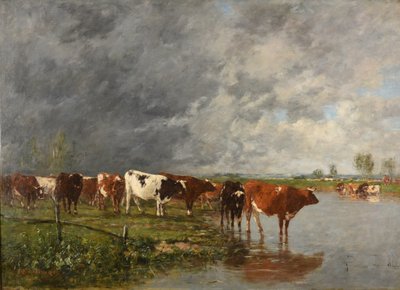 Csorda ivás alkotó: Eugene Louis Boudin