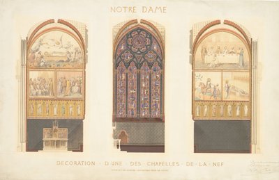 A Párizsi Notre Dame-székesegyház hajójában található kápolna felújításának terve, 1843. alkotó: Eugène Viollet le Duc