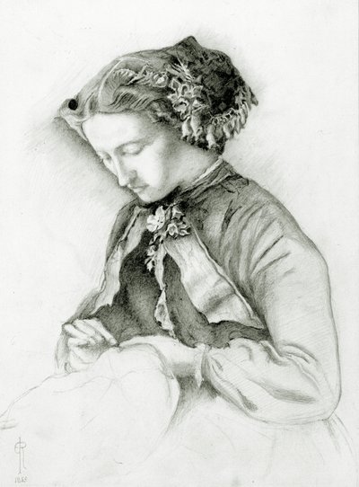 Effie portréja gyűszűkkel a hajában (The Foxglove) 1853 alkotó: Euphemia Ruskin