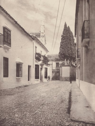 Pres házak a Calle de Gameros utcában, Ronda (fekete-fehér fotó) alkotó: European Photographer