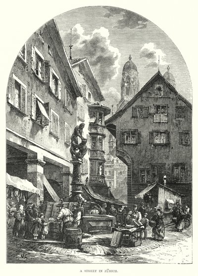 Egy utca Zürichben (metszet) alkotó: European School