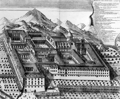 Monte Cassino légi felvétele, Olaszország metszet) alkotó: European School