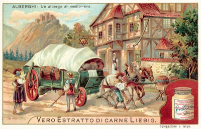 Egy fogadó a középkorban (chromolitho) alkotó: European School