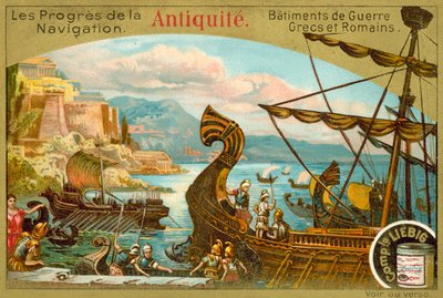 Ókori görög és római hadi gályák (chromolitho) alkotó: European School