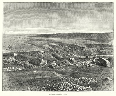 Régészeti ásatások az ókori egyiptomi Tanis városában (litho) alkotó: European School