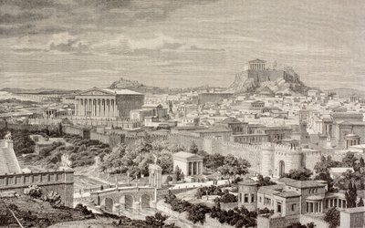 A művész benyomása Athénról, Hadrianus császár idejében, az „El Mundo Ilustrado”-ból, Barcelona, 1880 alkotó: European School