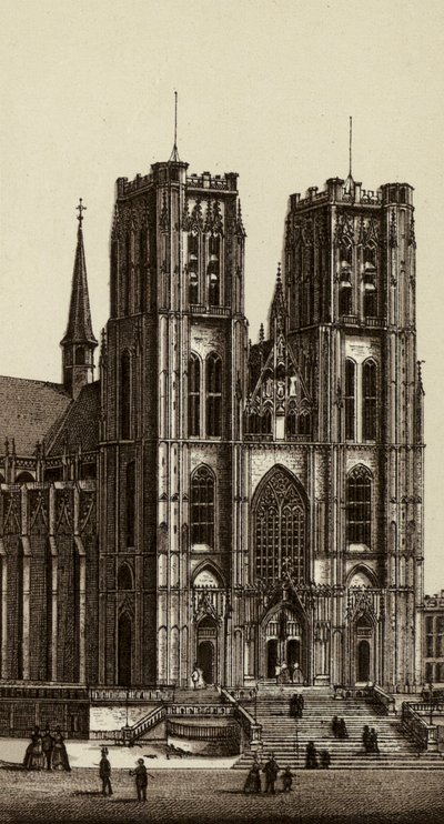 Brüsszel/Brüsszel: Szent Michel és Gudule templom (litho) alkotó: European School