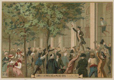 Camille Desmoulins fegyverhez hív a Palais Royal előtt, Párizs, francia forradalom, 1789. július 12. alkotó: European School