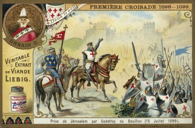 Jeruzsálem elfoglalása Godfrey of Bouillon által, első keresztes hadjárat, 1099. július 15. alkotó: European School