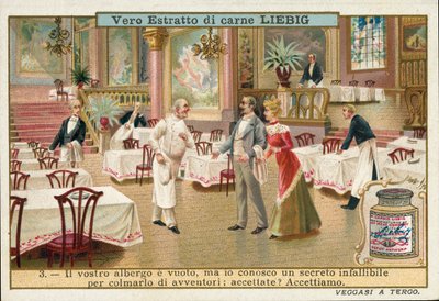 Séf ígérete, hogy megfordítja egy üres szálloda szerencséjét (chromolitho) alkotó: European School