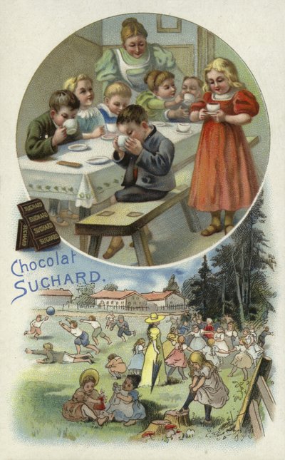 A Suchard csokoládét élvező gyerekek egy óvodában alkotó: European School