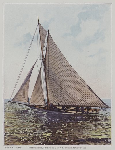 Krizantém, 5 tonnás vitorlás Pornicnál, Bretagne (színes fotó) alkotó: European School