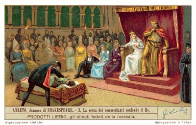 Claudius reagál a játékoskirály (chromolitho) meggyilkolását ábrázoló jelenetre alkotó: European School