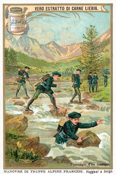 Átkelés egy hegyi vízfolyáson (chromolitho) alkotó: European School