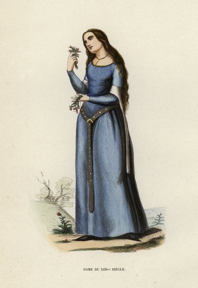 A XIII. század hölgye (színes metszet) alkotó: European School