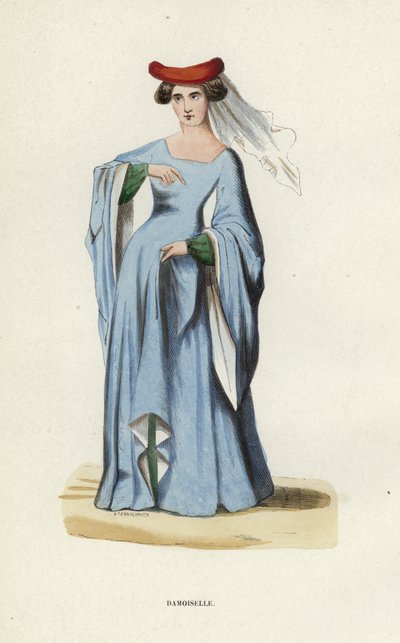 Damoiselle (színes metszet) alkotó: European School