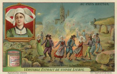 Tánc a tűz körül Szent János estéjén (nyár közepén) (chromolitho) alkotó: European School