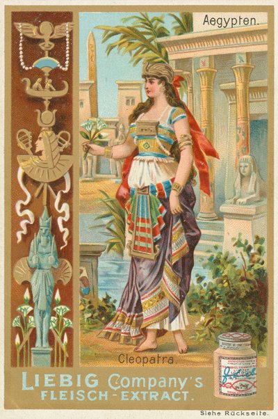 Egyiptom, Kleopátra, Liebig-kártya, 20. század eleje (kromo) alkotó: European School