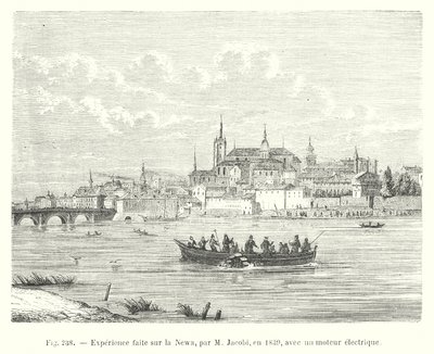Tapasztalat a Newán, M Jacobi, 1839-ben, villanymotorral (metszet) alkotó: European School
