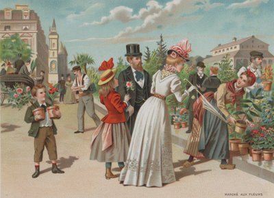 Virágpiac (chromolitho) alkotó: European School