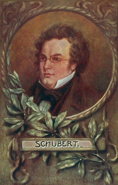 Franz Schubert, osztrák zeneszerző (színes litográfia) alkotó: European School
