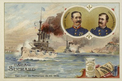 Manuel Macias tábornok és Winfield Scott Schley kommodor, San Juan de Puerto Rico, spanyol-amerikai háború, 1898. július 13. alkotó: European School